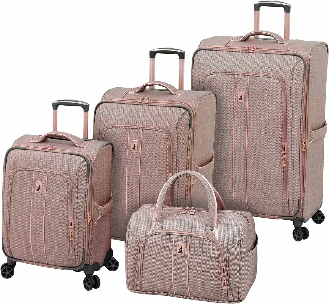 LONDON FOG Rose Charcoal Herringbone Luggage Set